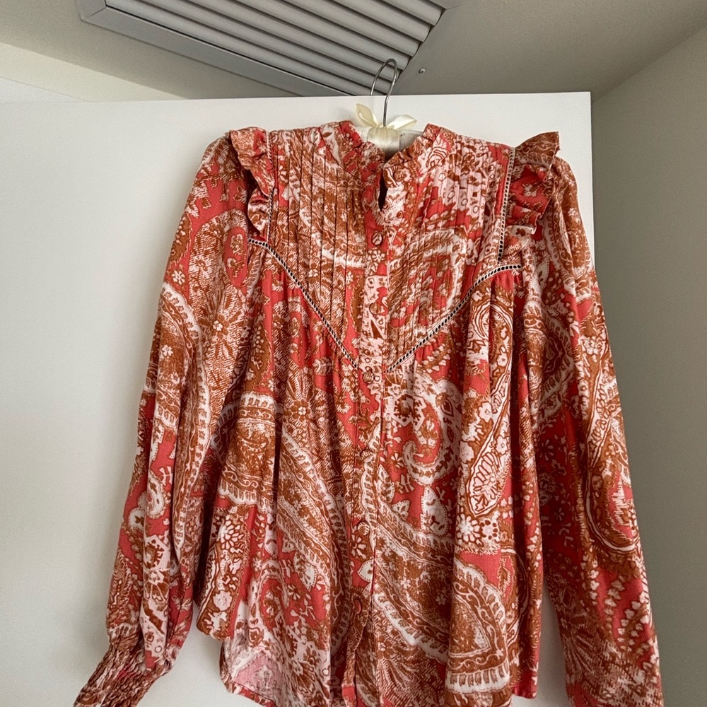 Kivari Red and White Paisley Blouse